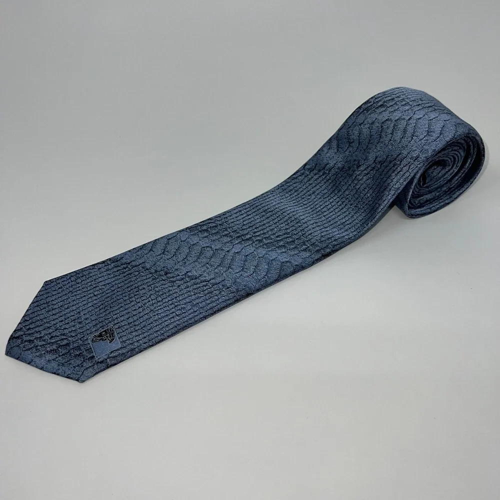 Versace‎ Collection Mens Blue Silk Geometric Pattern Classic Neck Tie - Picture 2 of 7